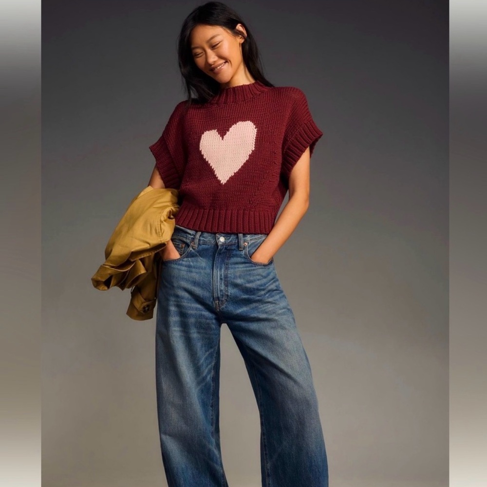 Anthropologie Maeve Heart Sweater Vest